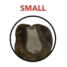 Load image into Gallery viewer, WS Silk Base Top-of-the-Head Piece Small | Premium Remi | #4 Medium Chocolate Brown
